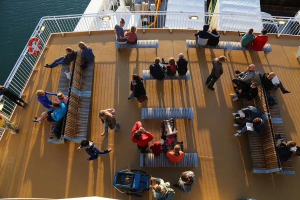Hirsthals Δανια Ιουλιου 2020 Επιβάτες Στο Πλοίο Color Line Superspeed — Φωτογραφία Αρχείου