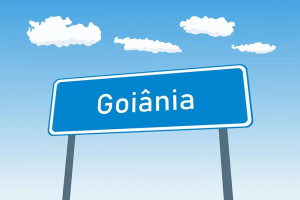 Goiania Πόλη Υπογράψει Στη Βραζιλία Όριο Πόλης Ευπρόσδεκτη Οδική Πινακίδα — Διανυσματικό Αρχείο