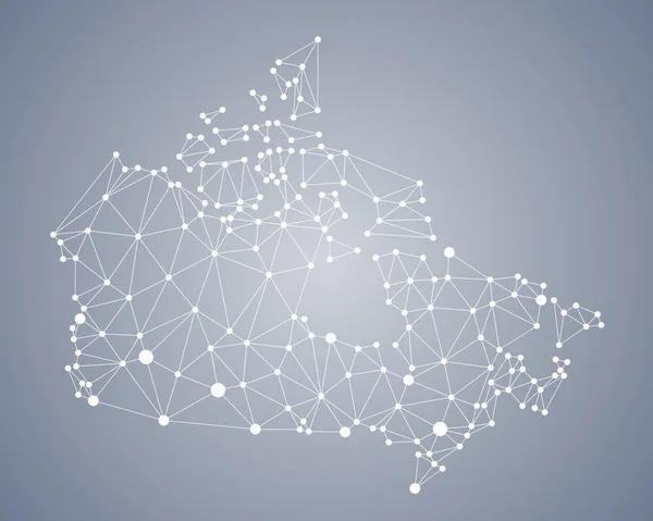 Canada Polygonal Map Resumen Geométrico Conectado Puntos Mapa Vectorial Bajo — Vector de stock