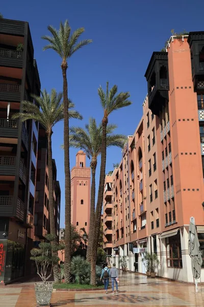 Marrakech Marruecos Febrero 2022 Gente Visita Jardín Plaza Noviembre Distrito — Foto de Stock