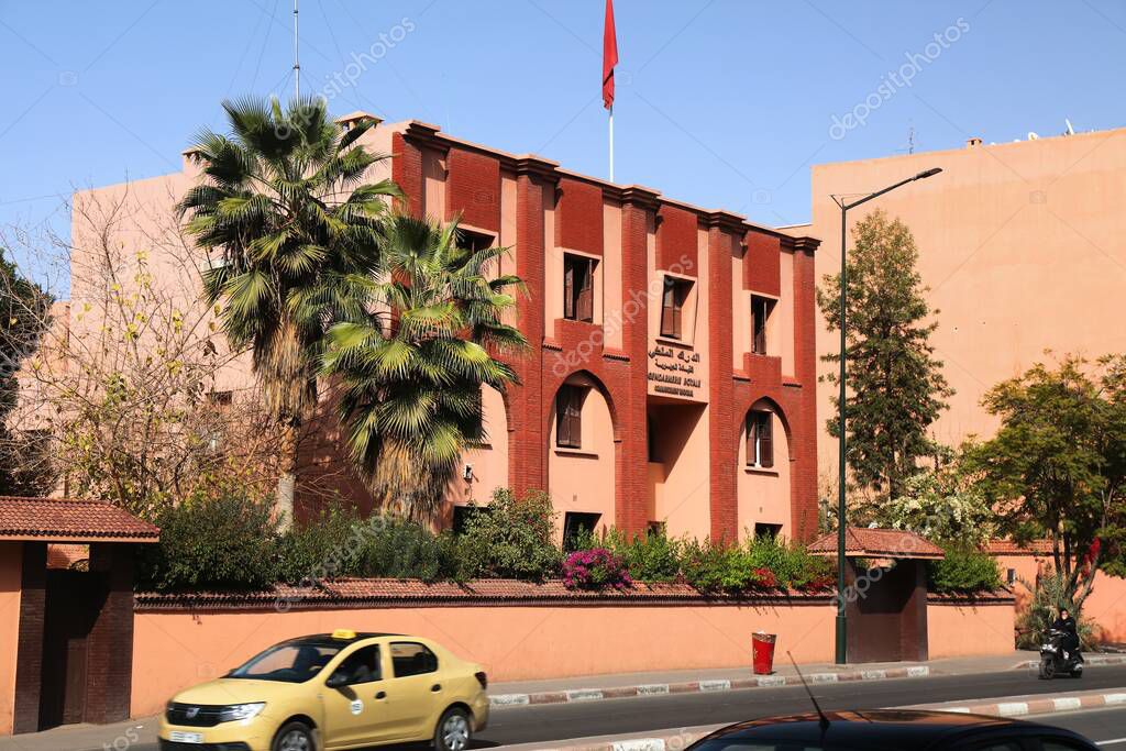MARRAKECH, MARRUECOS 21 DE FEBRERO DE 2022 Estación de policía de la