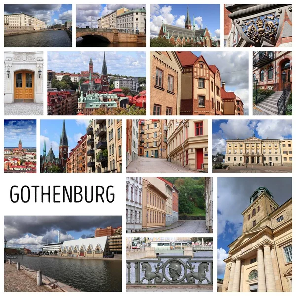 Briefkaart Uit Göteborg Bezienswaardigheden Fotocollage Vanuit Göteborg Zweden — Stockfoto