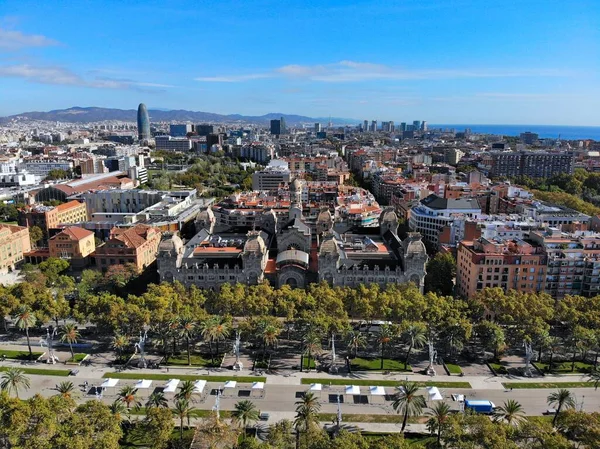 Barcelona Luftaufnahme Stadtbild Mit Passeig Lluis Companys Boulevard — Stockfoto