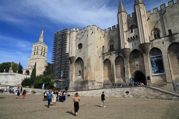 Avignon França Setembro 2021 Pessoas Visitam Palácio Dos Papas Centro — Fotografia de Stock