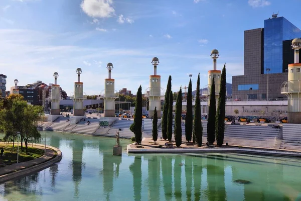 Барселона Испания Октября 2021 Люди Посещают Парк Parc Espanya Industrial — стоковое фото
