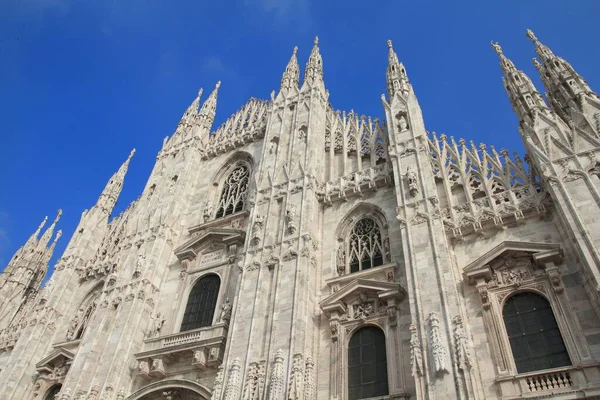 Milan Cathedral Italy Gothic Style Marble Church Facade Italy Landmark — Stock Photo, Image