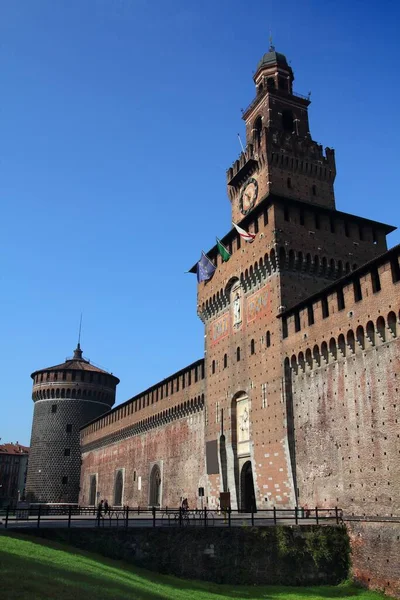 Milan Şehri Talya Castello Sforzesco Sforza Kalesi Lombardiya Nın Eski — Stok fotoğraf