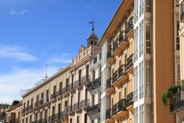 Valencia Stad Spanien Gatuvy Med Bostadsarkitektur — Stockfoto