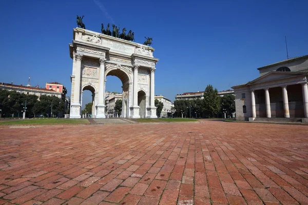 Porta Sempione Milão Arco Paz Monumento Neoclássico Milão Itália — Fotografia de Stock