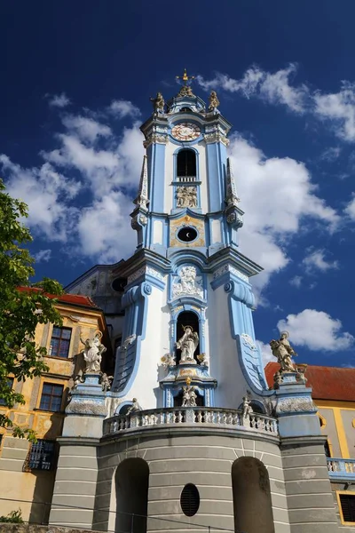 Durnstein Pequena Cidade Região Áustria Wachau Mosteiro Durnstein Alemão Stift — Fotografia de Stock