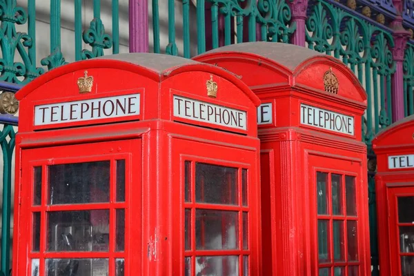 London Czerwony Telefon Budki Telefoniczne Anglii Zabytki Londynu — Zdjęcie stockowe