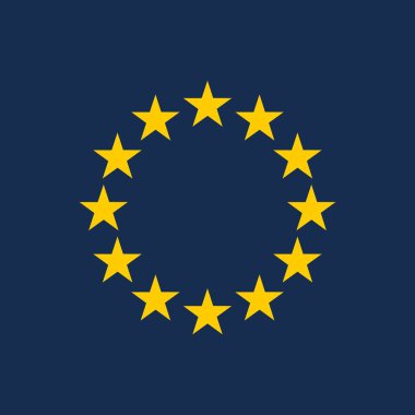 Avrupa Birliği yıldızlarının sembolü. 12 yıldız izole edilmiş sembol. AB vektör imzası.