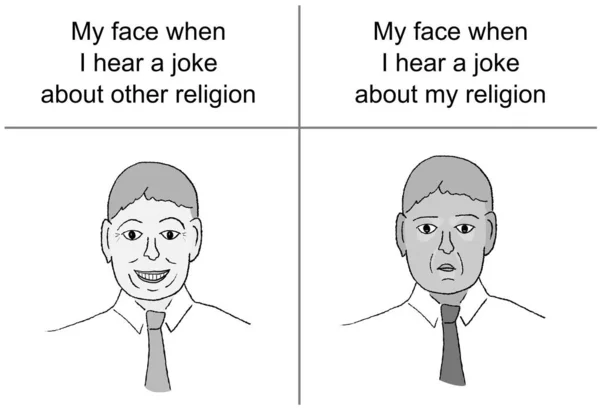 Αστειεύομαι Για Θρησκευτικό Μιμίδιο Θρησκευτική Ευαισθησία Ταμπού Αστείο Μιμίδιο Για — Διανυσματικό Αρχείο