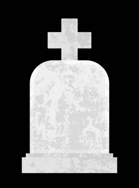 Empty Headstone Cross Cemetery Blank Grave Stone Vector Illustration — Stock Vector