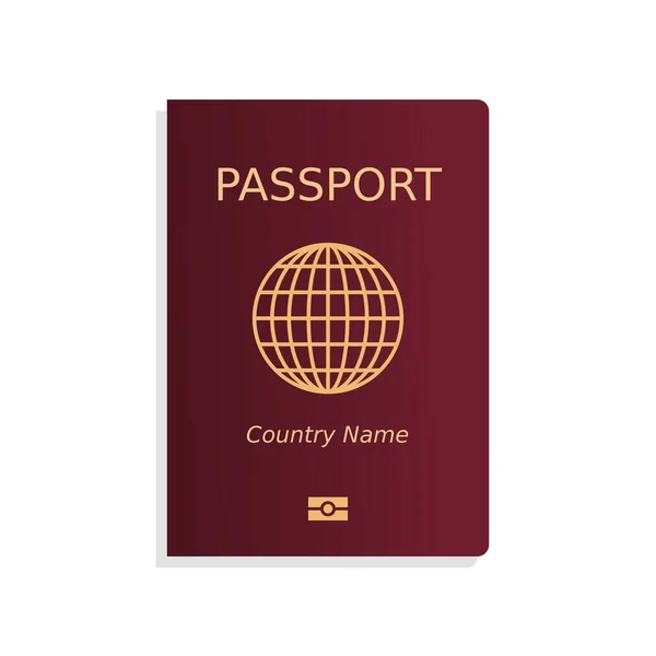 Šablona Obálky Pasu Izolovaný Červený Cestovní Pas Jednoduchým Globem — Stockový vektor