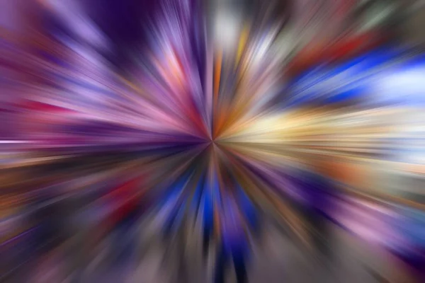Lichtgeschwindigkeit Effekt Stadtbeleuchtung Radiale Bewegung Verschwimmt Hintergrund Zoom Unschärfe Explosion — Stockfoto