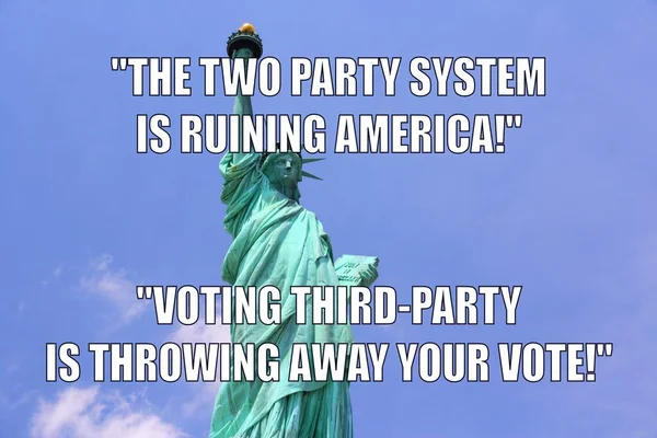Two party system. American political system funny meme for social media sharing. Humor about third party voting in midterm elections.