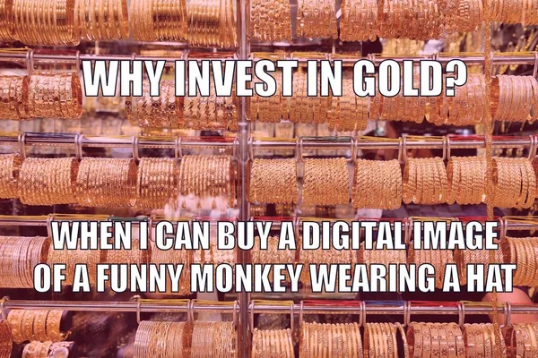 Inwestowanie Zabawny Meme Nft Wymiany Mediach Społecznościowych Humor Inwestycjach Kryptołańcuchowych — Zdjęcie stockowe