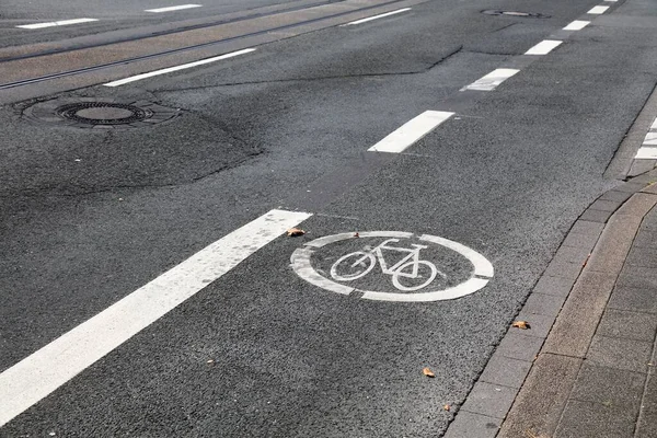 Bochum Cidade Alemanha Bicicleta Faixa Estrada Marcação — Fotografia de Stock