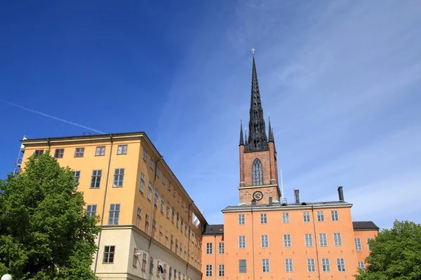 Stockholm City Sverige Skyline Riddarholmen Gammal Arkitektur — Stockfoto