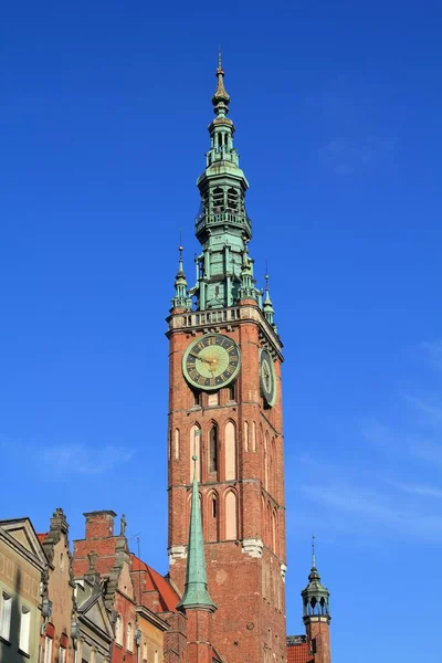 Κεντρικό Δημαρχείο Στο Γκντανσκ Πολωνία Ιστορική Μεσαιωνική Αρχιτεκτονική — Φωτογραφία Αρχείου