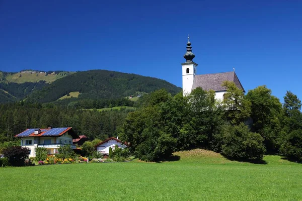 Austriackie Lato Krajobraz Wiejski Pobliżu Salzburga Wieś Golling Der Salzach — Zdjęcie stockowe