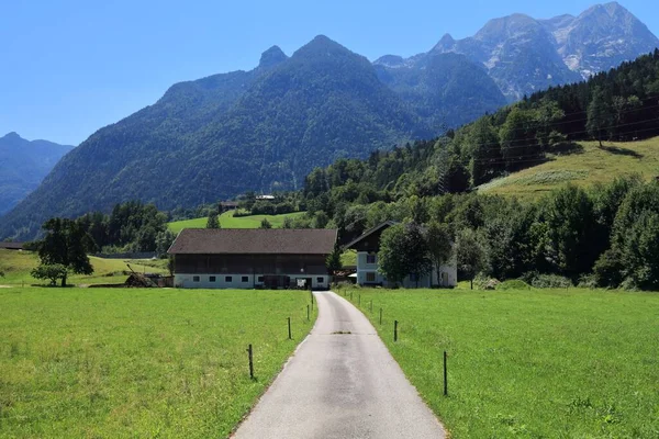 オーストリアの夏 ザルツブルク近郊の田園風景 ゴリングとデルザルツァハの村 晴れた日 — ストック写真