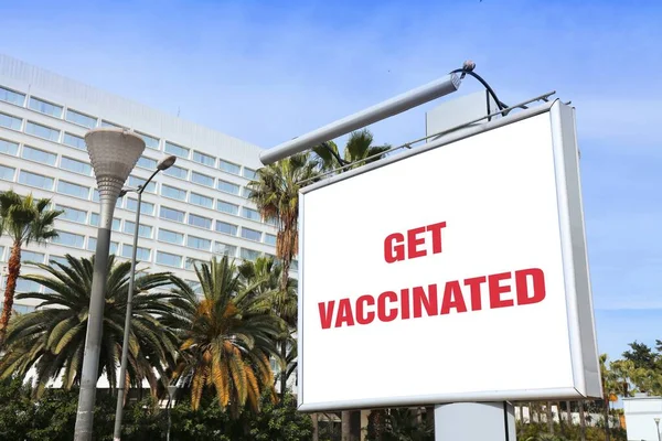 Obter Sinal Cartaz Vacinado Cartaz Cidade Promoção Vacina — Fotografia de Stock