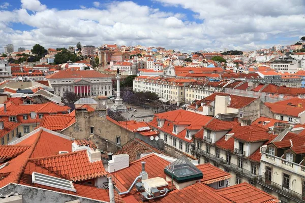 Лиссабонский Городской Пейзаж Португалии Вид Город Высоты Птичьего Полета Площади — стоковое фото