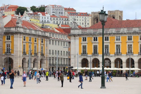 Lisbon Portugal June 2018 People Visit Comercio Square Praca Comercio — Stock Photo, Image