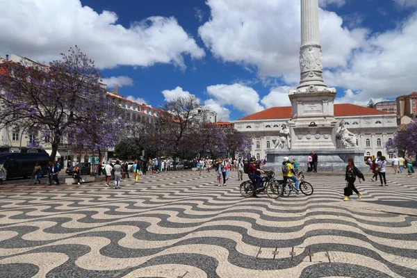 Lisbon Portugal June 2018 People Visit Rossio Square Baixa District — Stock Photo, Image