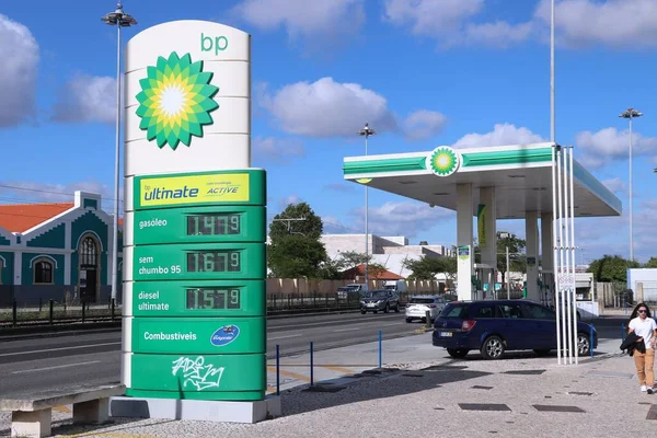 Lisbon Portugal June 2018 Gas Station Prices Portugal British Petroleum — Stock Photo, Image