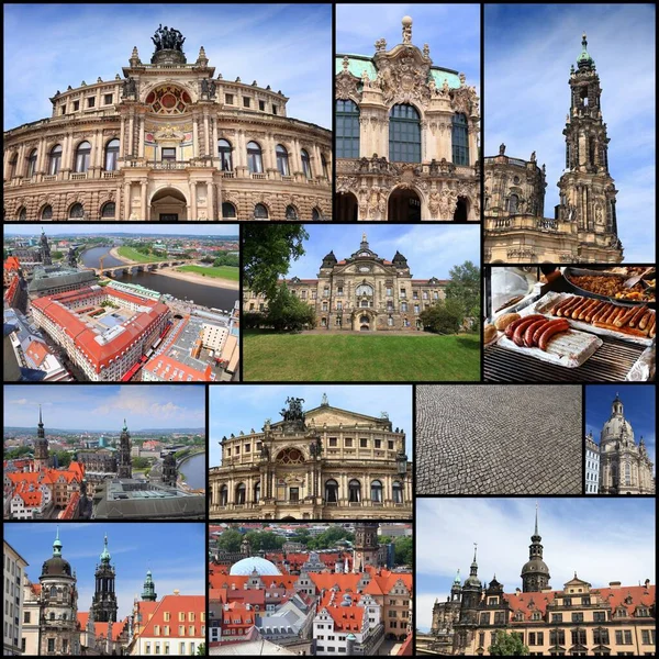 Dresden Germany Postcard Travel Landmark Photo Collage — 스톡 사진