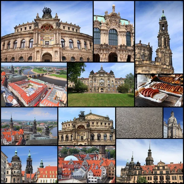 Dresde Alemania Postal Lugar Viaje Collage Foto Hito — Foto de Stock