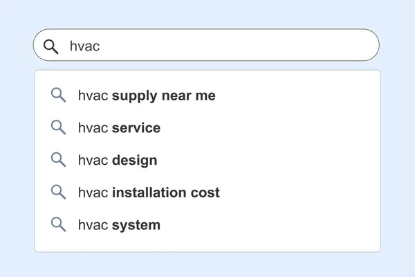 Zoekresultaten Hvac Hvac Onderwerp Online Zoeken Autocomplete Suggesties — Stockvector