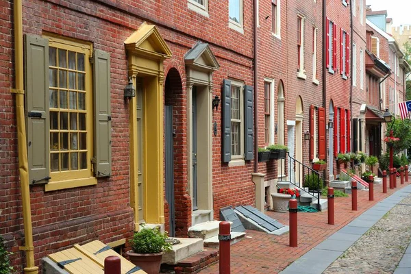 Vieja Ciudad Filadelfia Distrito Histórico Elfreth Alley Arquitectura Residencial Emblemática — Foto de Stock
