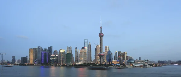 Lujiazui Finance & Trade Zone of Shanghai skyline at New dawn land —  Fotos de Stock