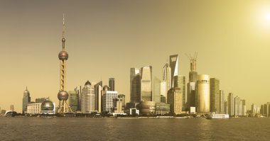 LuJiaZui Finans ve ticaret bölgesi Shanghai manzarası, şehir landscap