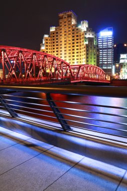 Geceleri shanghai Bund Bahçe köprü