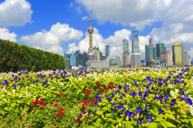 LuJiaZui Finans ve ticaret bölgesi Shanghai Simgesel Yapı manzarası