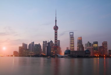 shanghai Bund gündoğumu manzarası, kentsel manzara
