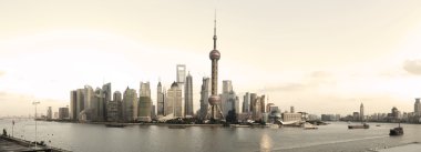 Şanghay'nın modern mimari cityscape fotoğraf panoramik manzarası