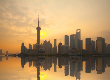 shanghai Bund gündoğumu manzarası, kentsel manzara