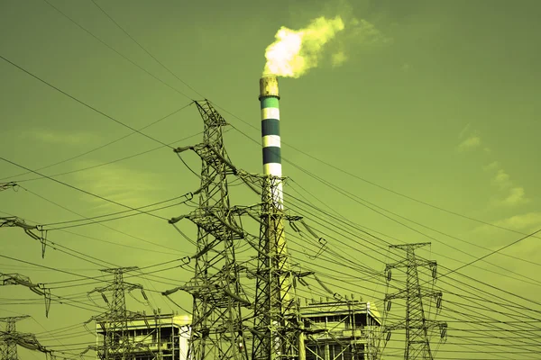 The power transmission towers of sky background — Stock Photo, Image