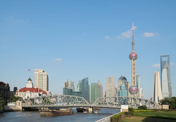 Shanghai Bund Garden Bridge horizonte — Fotografia de Stock