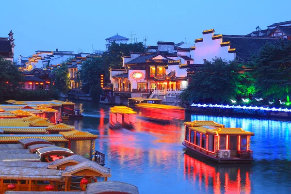 Nanjing Świątynia Konfucjusza i łodzi na rzece — Zdjęcie stockowe