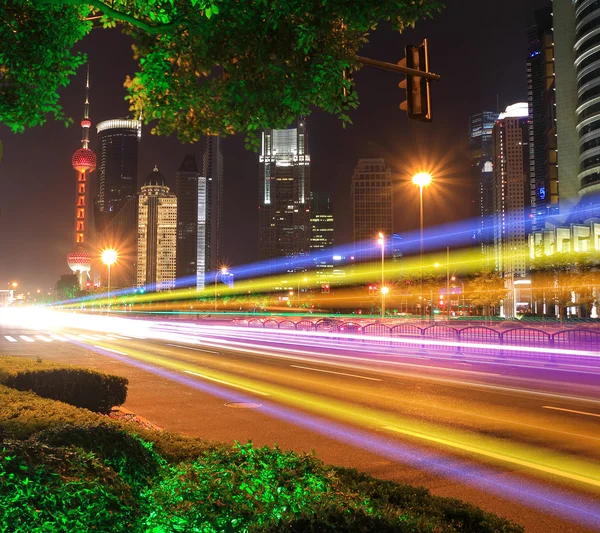 远东城市的上海陆家嘴假日晚上风光 — 图库照片