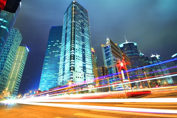 Shanghai Lujiazui Finance & City Buildings Paesaggio urbano notturno — Foto Stock