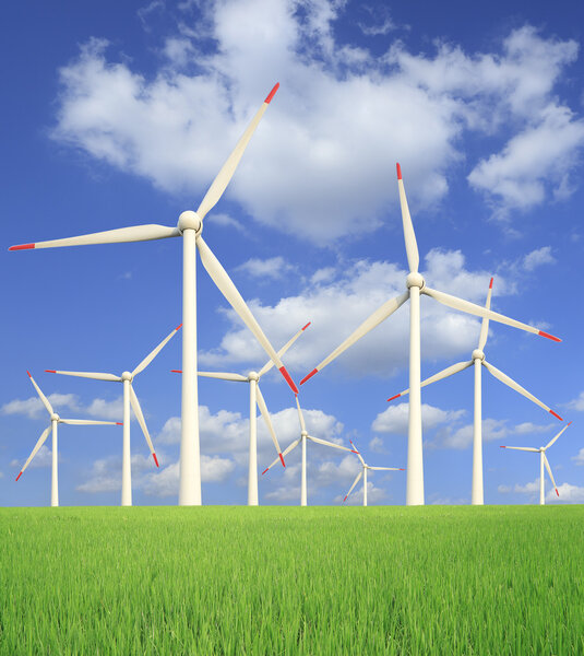 Rice farms Modern wind turbines