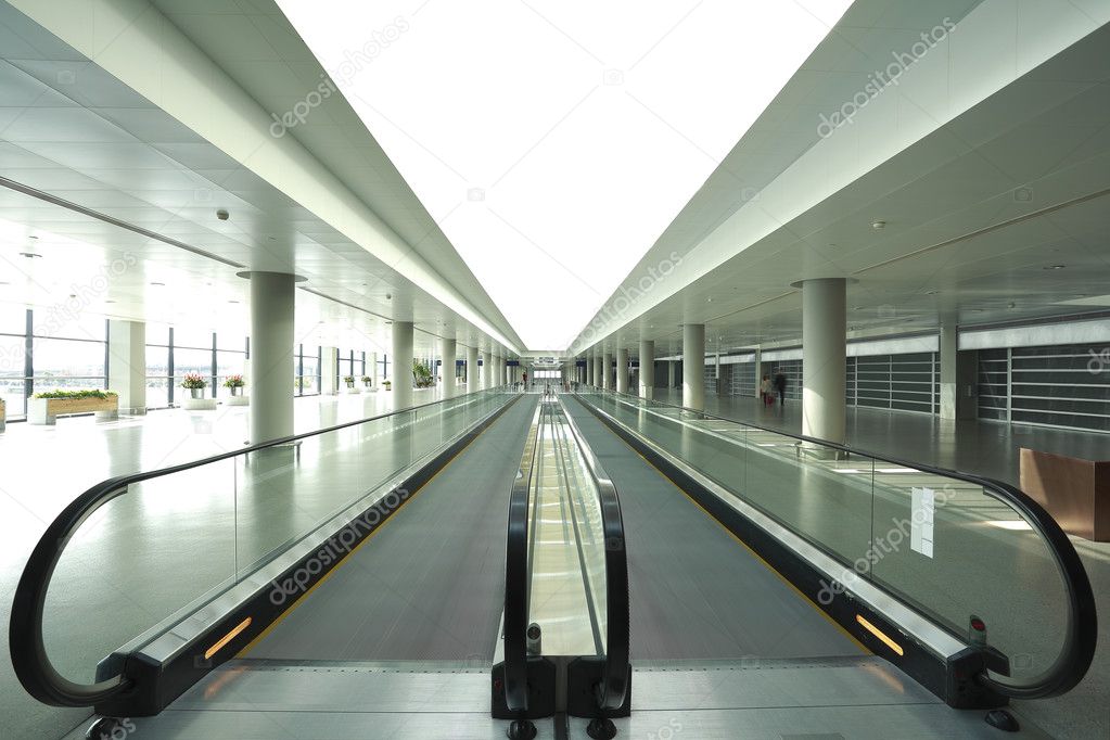 modern architecture steps of moving business escalator and stair